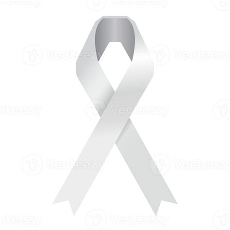 White Or Pearl Ribbon For Lung Cancer Png