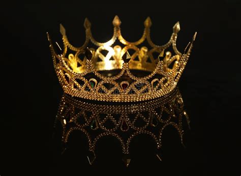 Beautiful Golden Crown on Black Background. Fantasy Item Stock Image - Image of gorgeous ...