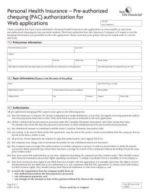 Fillable Online Agreement For Pre Authorized Payments Agreement For