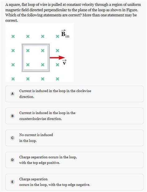 A Square Loop Of Wire Moves At Constant Velocity Into A Region