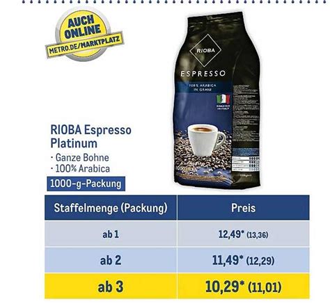 Rioba Espresso Platinum Angebot bei METRO - 1Prospekte.de