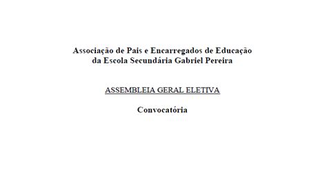 Associação De Pais E Encarregados De Educação Assembleia Geral