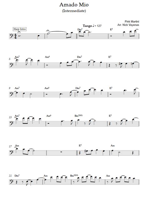 Amado Mio (Intermediate Level) (Pink Martini) - Trombone Sheet Music