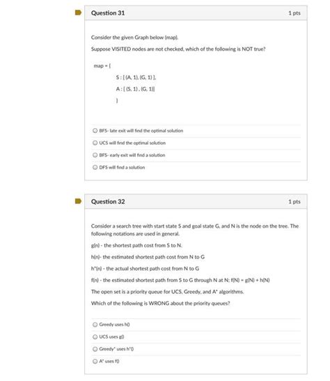 Solved Question 31 1 Pts Consider The Given Graph Below