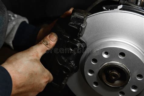 Installing Brake Pads On Modern Car Stock Photo Image Of Garage