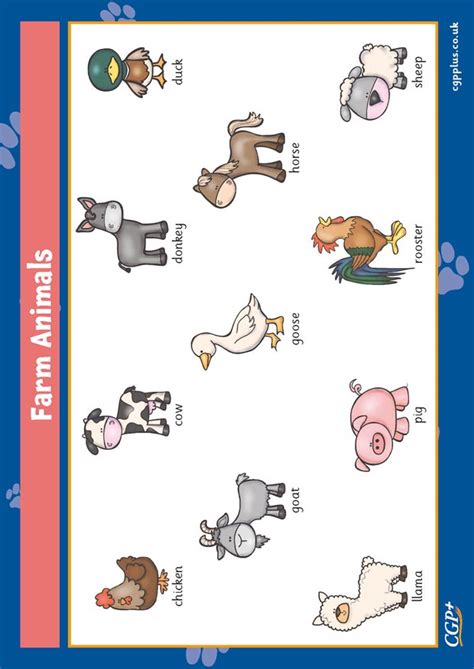 Farm Animals — Word Mat Eal Cgp Plus