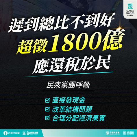 【民眾黨臉書更新】遲到總比不到好 超徵1800億 應還稅於民