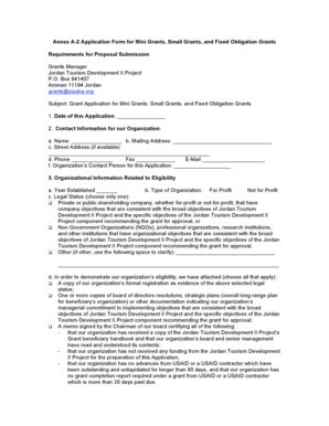 Fillable Online Annex A 2 Application Form For Mini Grants Small