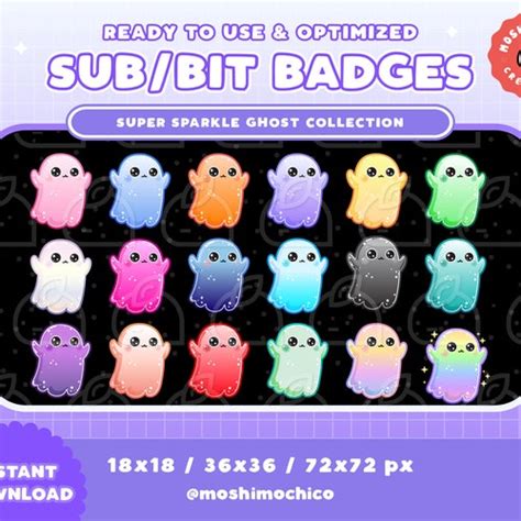 Cute Ghost Twitch Sub Badges Bit Badge Pack Emotes Etsy