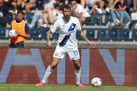 Inter Defender Francesco Acerbi Celebrates Champions League Win