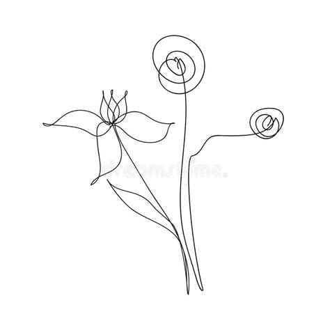 Abstract Bouquet Of Flowers In A Trendy Linear Style Flowers One Line Drawing Hand Drawn