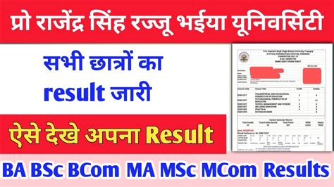 Rajju Bhaiya University Result 2023 Allahabad State University