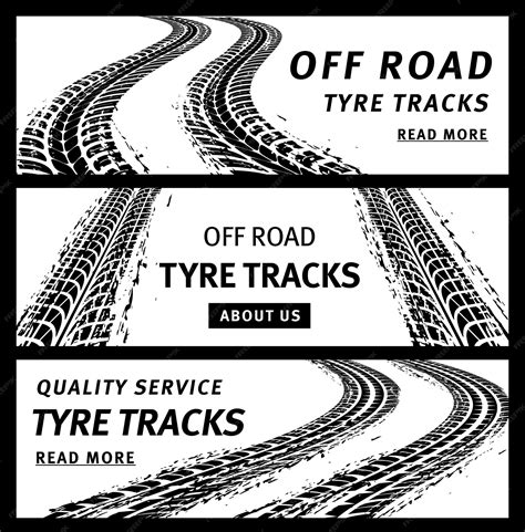 Premium Vector Off Road Tire Tracks Black Car Tyre Prints Banners