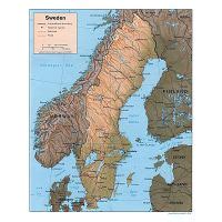 Detallado mapa político de Suecia con alivio Suecia Europa Mapas