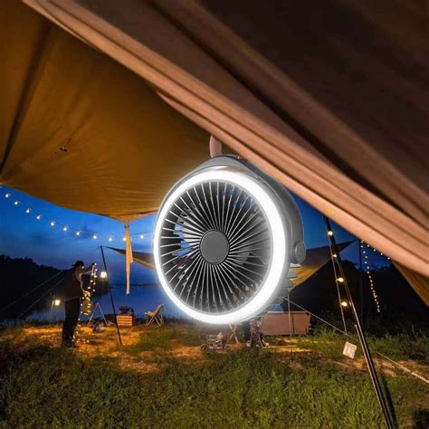 Camping Hanging Fan With LED Lantern – Pink - Shado