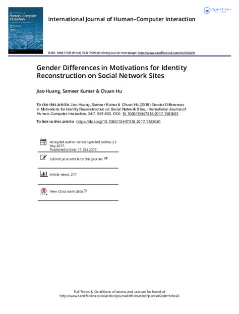 Pdf Gender Differences In Motivations For Identity Reconstruction On