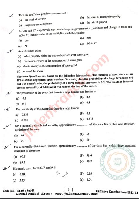 MA Economics 2023 Jamia Entrance Question Paper