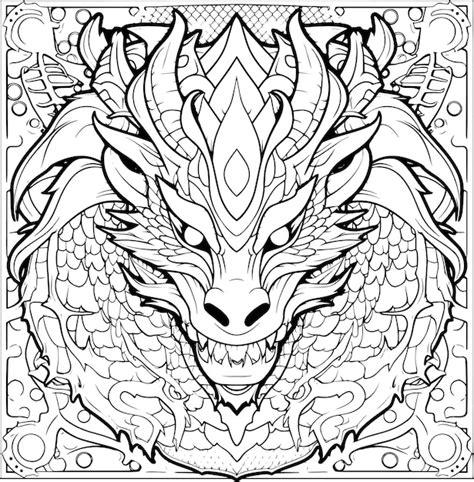 Art Nouveau Dragon Coloring Design Premium AI Generated Image