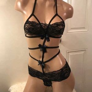 Intimates Sleepwear Sexy Black Lace Bodysuit Lingerie Sleepwear Med Poshmark