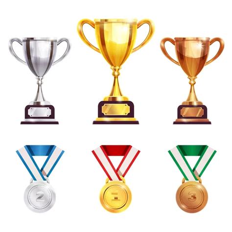 Golden Silver Bronze Trophy Set Stock Vector Image By ©macrovector