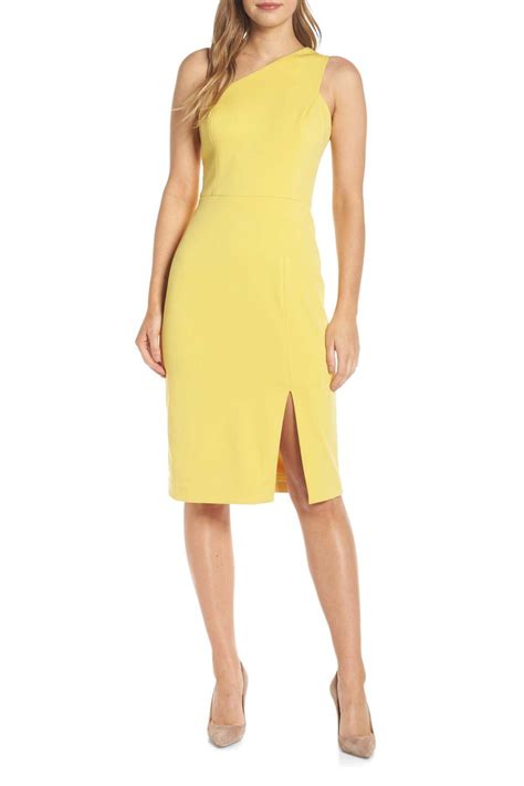 Vince Camuto One Shoulder Sheath Dress In Yellow Lyst