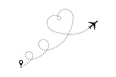 Premium Vector Love Airplane Route Plane With Heart Shape Dashed