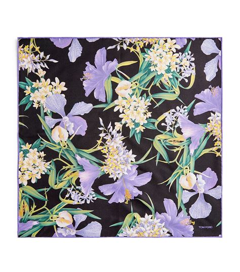 Mens Tom Ford Purple Silk Printed Pocket Square Harrods {countrycode}