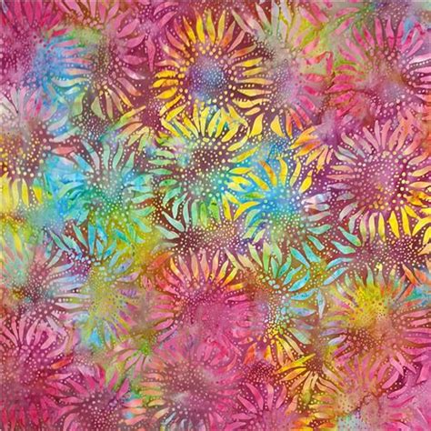 Timeless Treasures Rainbow Color Sunflower Batik Fabric Modes U