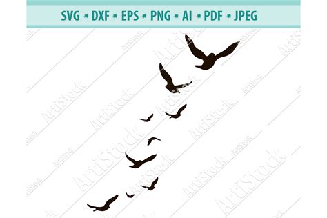 Flock Of Birds Svg Flying Birds Svg Animal Dxf Png Eps 436785