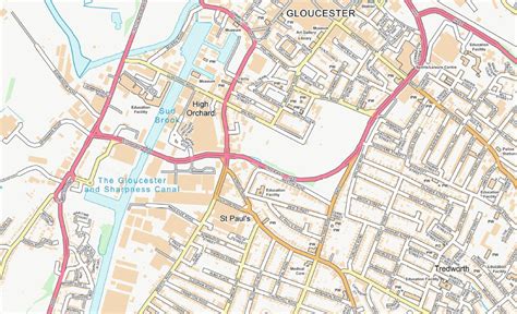 Central Gloucester City Street Map Digital Download Uk