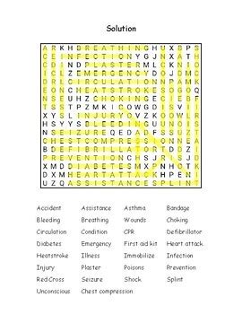 First Aid Word Search Puzzle Printable By Lailabee Tpt