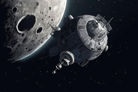 A renderização de um artista de uma estação espacial ao lado da IA