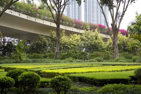 Nice Landscapes Design Around Viaduct in the City View Stock Photo - Image of base, outside ...