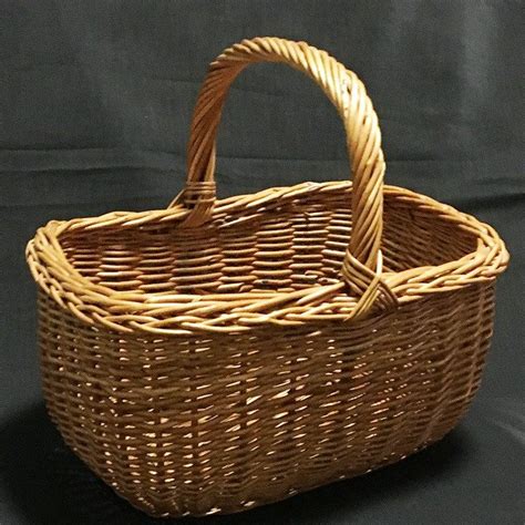 Vintage Wicker Basket Wicker Reed Basket Wicker Market Etsy Vintage