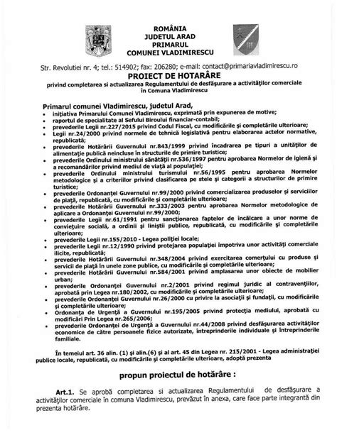 Pdf Proiect Nr Primariavladimirescu Ro Fileart Prezenta