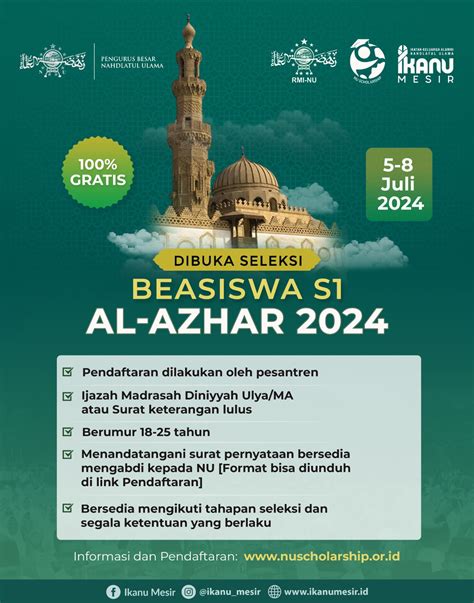 Seleksi Beasiswa Pbnu Al Azhar Resmi Dibuka Nu Scholarship