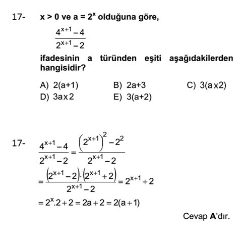 Üslü İfadeler Sınavlarda Çıkmış Çözümlü Sorular 18 →