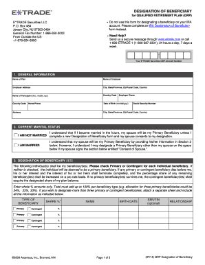 Fillable Online Qualified Plan Designation Of Beneficiary Form E