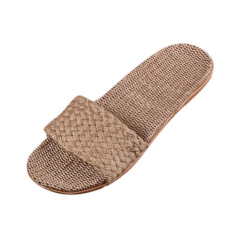 Knqrhpse Slippers For Women Fashion Anti Slip Linen Home Indoor Open