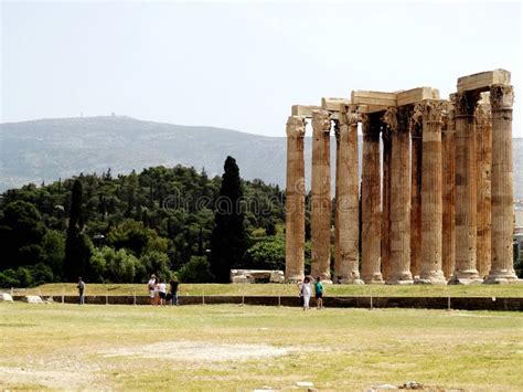 Tourists Visit Temple of Olympian Zeus in Athens in Greece. Editorial ...