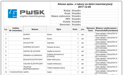 Program Elektroniczny Spis Z Natury Program Do Inwentaryzacji