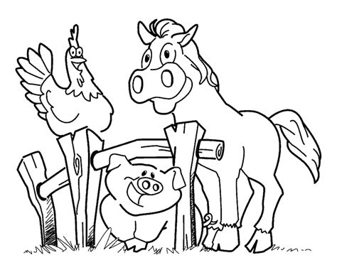 Boerderij Kleurplaten Paard Varken Kip