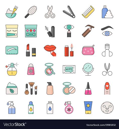 Beauty Body Cares Products And Cosmetics Icon Set Vector Image