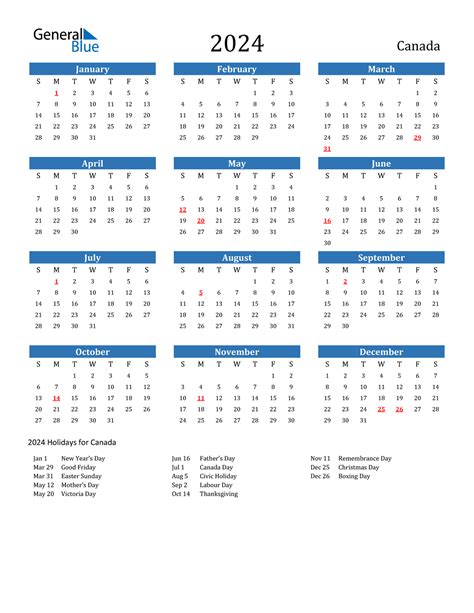 Canada Calendar With Holidays Canada Calendar With Holidays