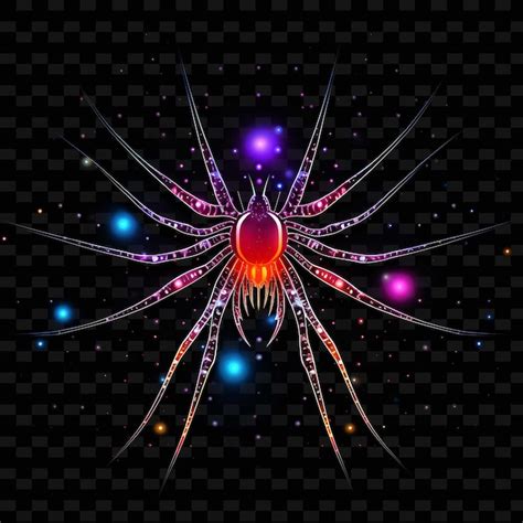 Premium Psd Neon Lines Spider Nocturnal Web Intricate Neon Lines Dew