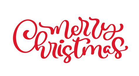 Merry Christmas Red Vintage Calligraphy Lettering Vector Text Isolated