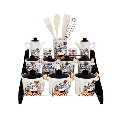 Set De Pots Pices Noir Avec Support En Bois Inox Florence Del