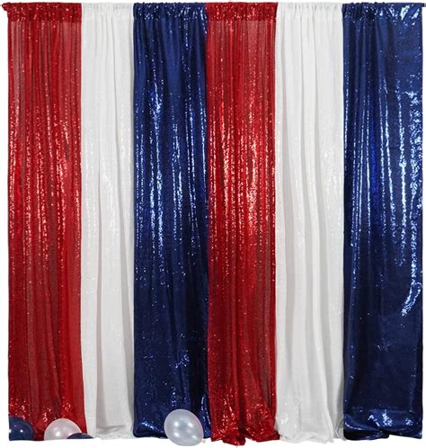 Red White Blue Sequin Backdrop Curtain 4th Of July