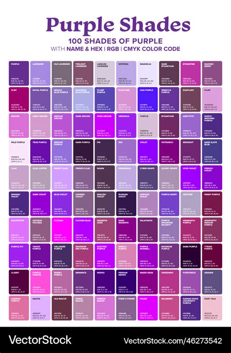 Purple 100 Color Shades Royalty Free Vector Image