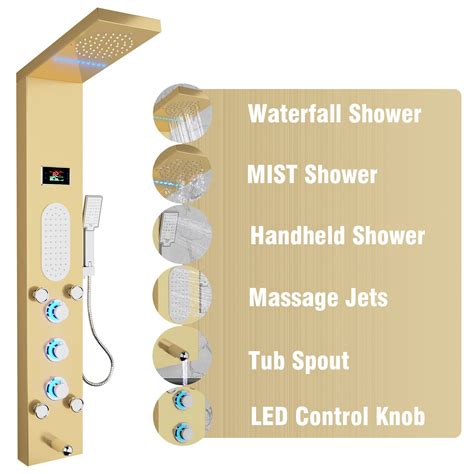 Ello Allo Led Shower Panel Tower System Rainfall And Mist Head Rain